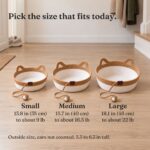 rope-cat-basket-size-guide-small-medium-large Small, medium and large rope cat baskets: 13.8, 15.7 and 18.1 in across, for cats to about 9, 16.5 and 22 lb
